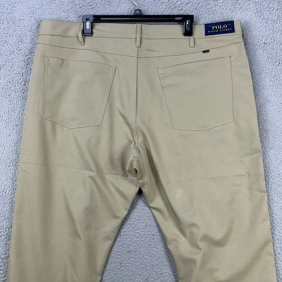 Polo Ralph Lauren Mens Chino‎ Golf Pants 42BX32 Tan Performance Flat front NEW